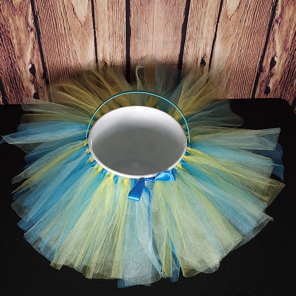 BLACK FRIDAY SALE Turquoise, Green & Yellow Tutu Skirt EASTER BUCKET - One SIZE - Picture 2 of 10